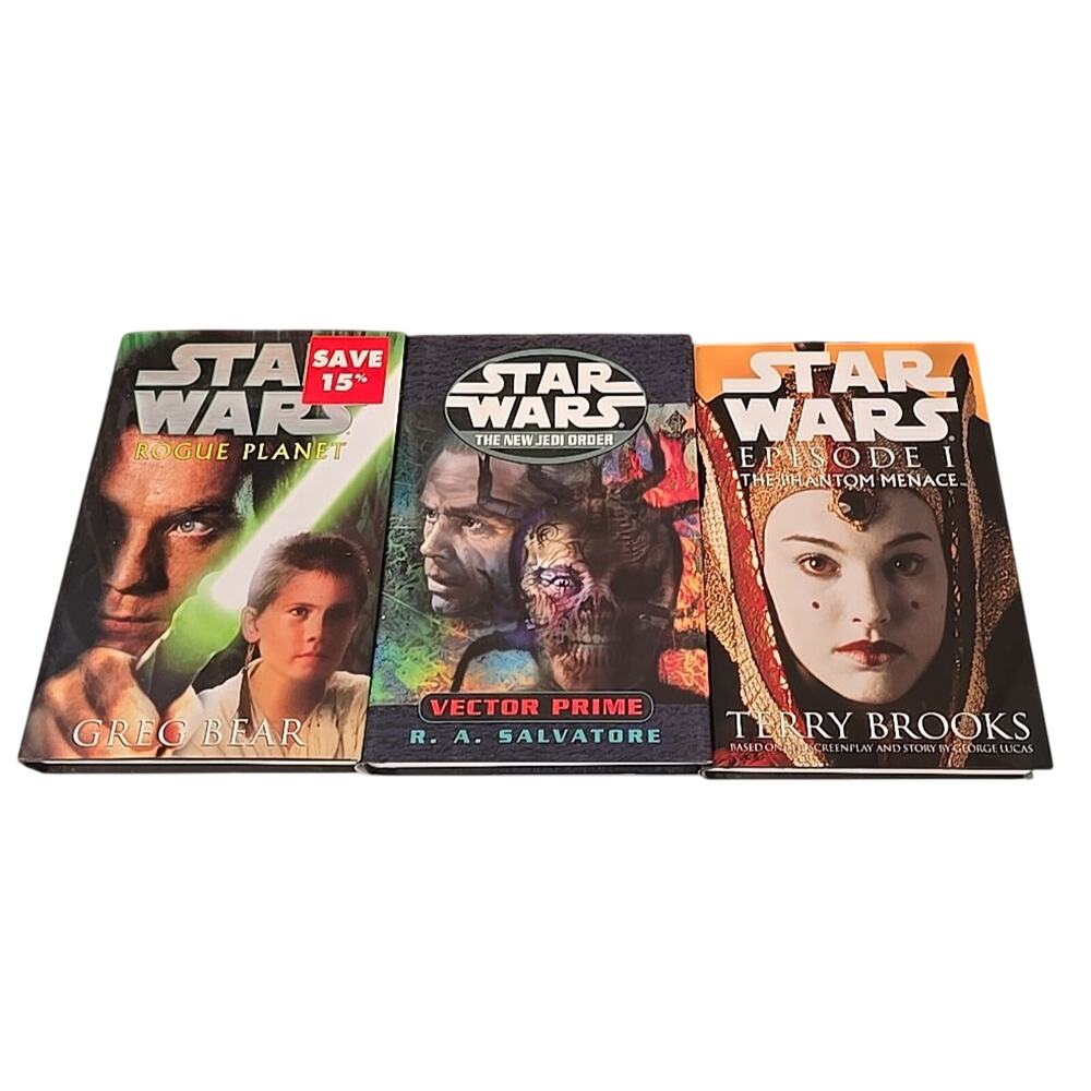 Lot of 3 VTG Star Wars Episode 1, Rogue Planet & Vector Prime Hardcover Books